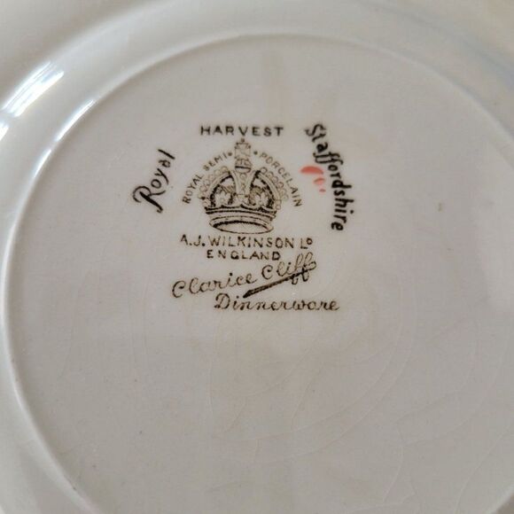 Vintage Royal Staffordshire Harvest Clairce Cliff Dinnerware Saucer - Picture 4 of 6